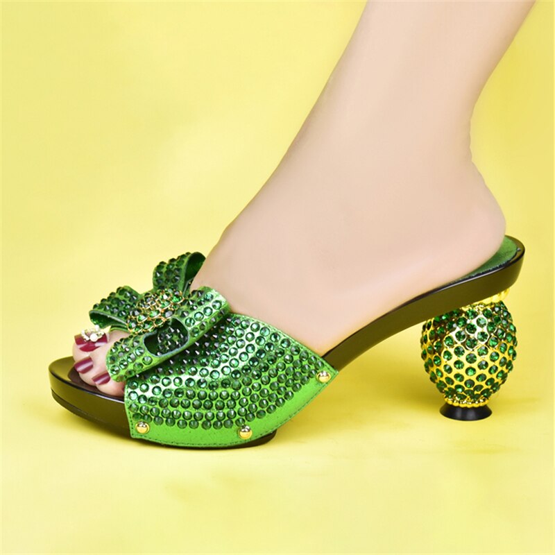 Italian Shoe and Bag Set for Party In Women Summer High Heeled Shoes for Women Designer Shoes Women Luxury Green