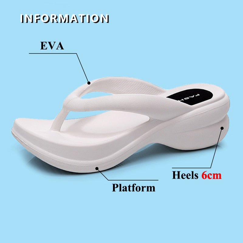 JMPRS Thick Sole Wedges Flip Flops for Women 2024 Summer Clip Toe Platform Sandals Woman Non Slip Beach Slippers Outdoor Slides