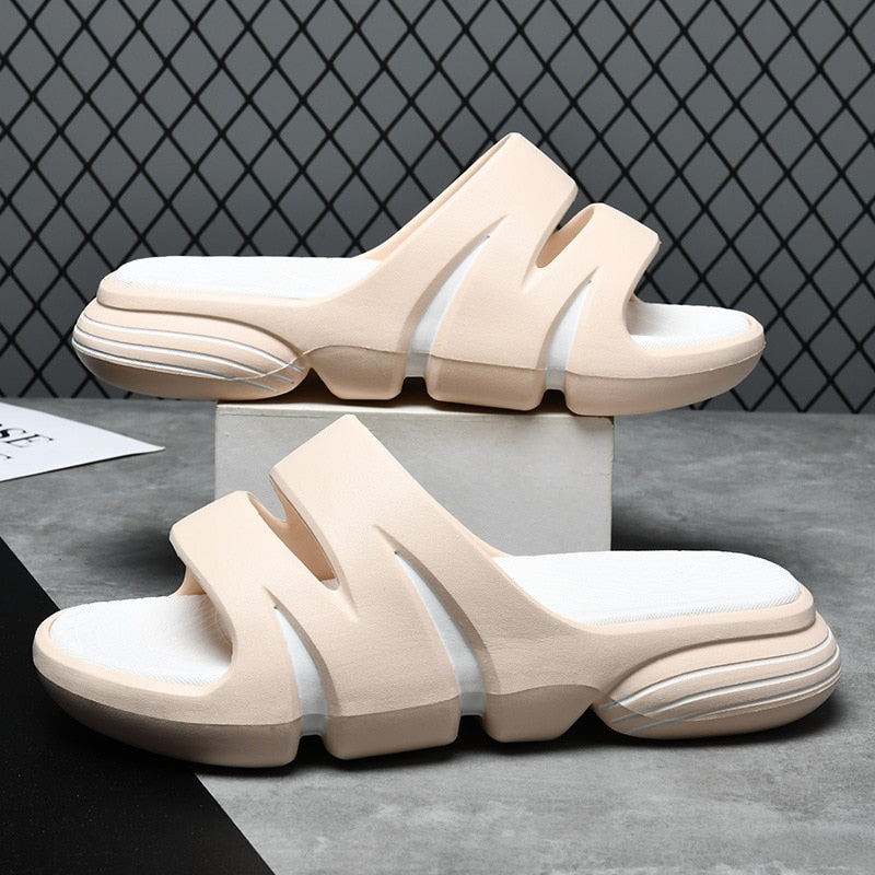 JOYWILL Summer Men's Slippers EVA Soft Bottom Non-slip Slippers Fashion Lightweight Outdoor Beach Flip Flops Shoes For Men 2024 AMAIO