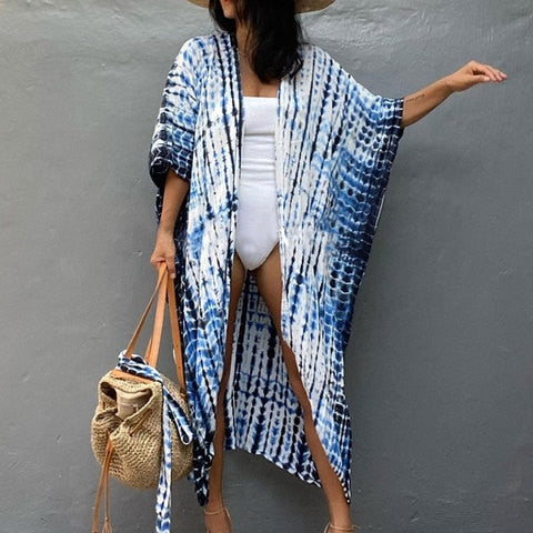 Kaftan Beach Tunic Beach Cover up Saida de Praia Swimsuit Q1225-16 One Size