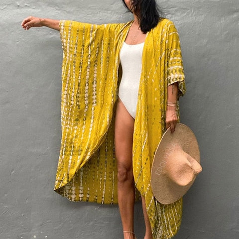 Kaftan Beach Tunic Beach Cover up Saida de Praia Swimsuit Q1225-14 One Size