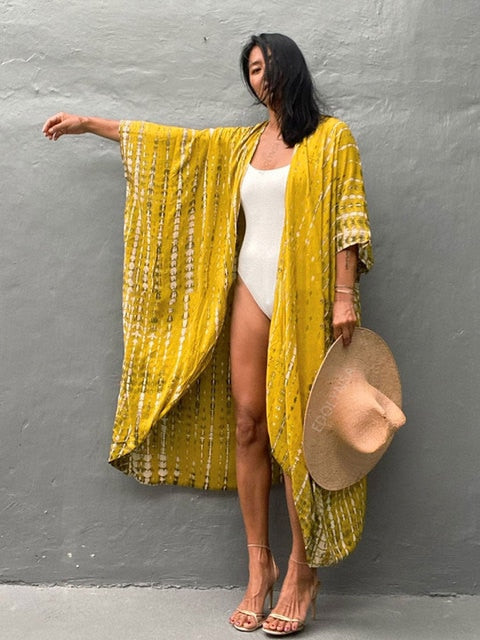Kaftan Beach Tunic Beach Cover up Saida de Praia Swimsuit Q1225-14 One Size
