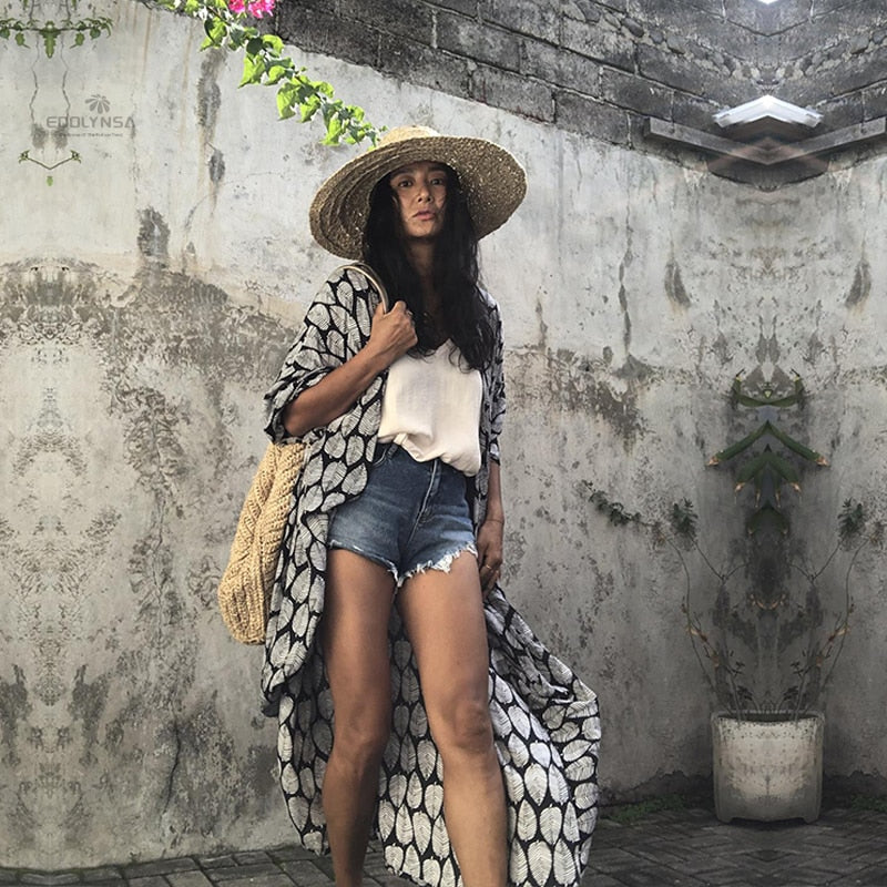 Kaftan Beach Tunic Beach Cover up Saida de Praia Swimsuit Women Bikini cover up Pareo Sarong Beachwear