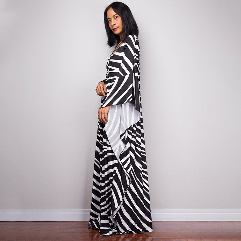 Kaftans - Kimono Printed Bohemian Beach Dresses Maxi Robe Bathing Suits Seaside Holiday Beachwear