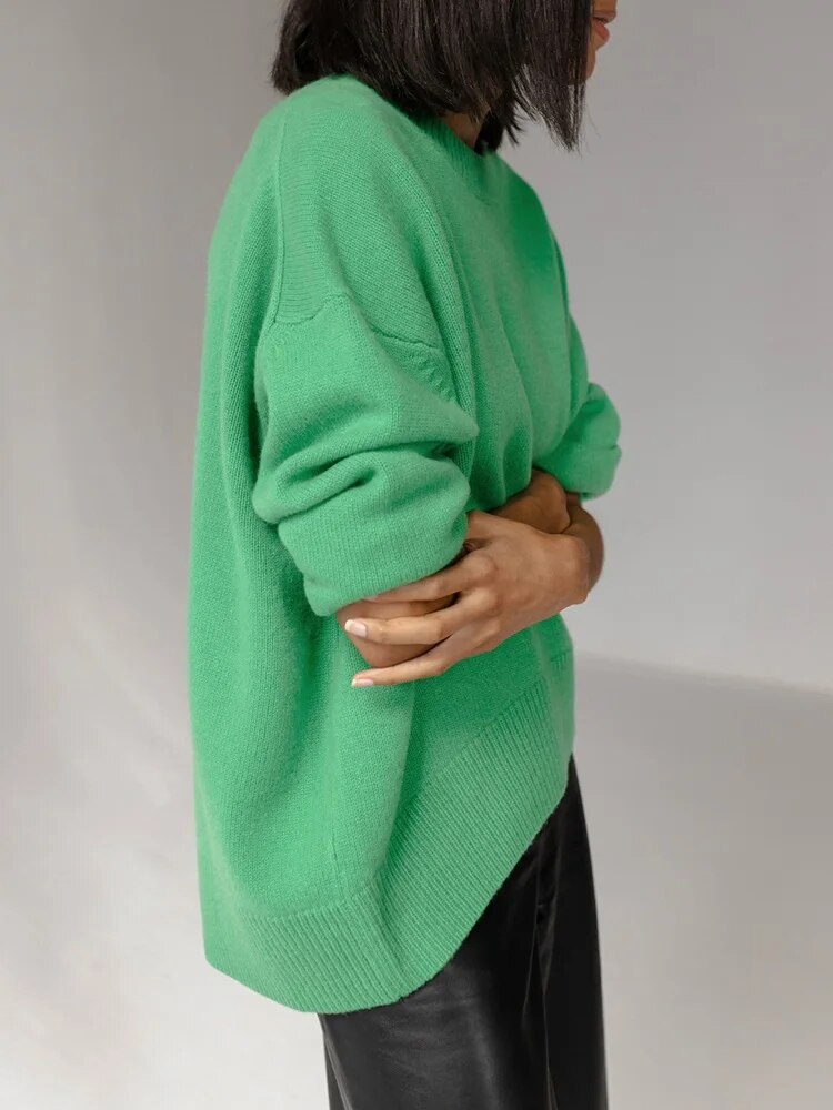 KarSaNy Women Loose Sweaters For Winter Thick Knit Pullovers Green Outwear Women's Sweater Black Oversized Sweaters For Women Green