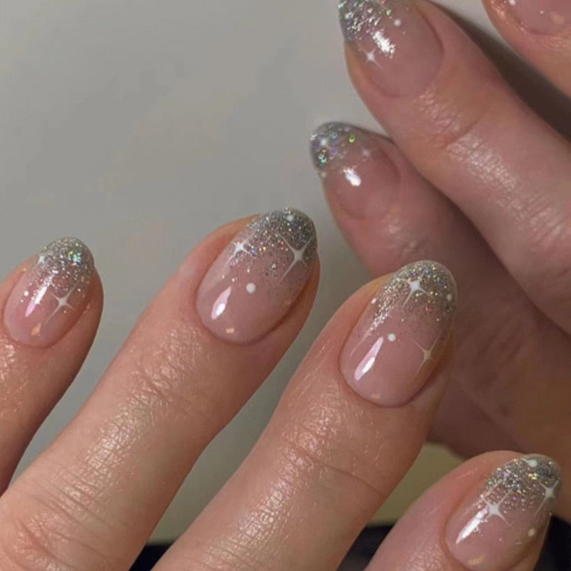 Kawaii Barbie Handmade Nails Almond False Nails Long Stiletto Fake Nails with Flame Design Wearable Press on Nails Full Cover Nail Tips Manicure Tools 2545