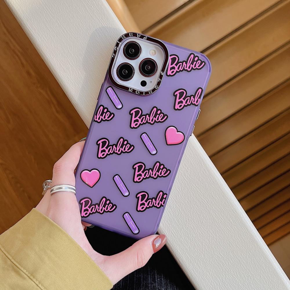 Kawaii Barbie Phone Case for Iphone 11 12 13 14 Pro Max Anime Cartoon All-Inclusive Shockproof Soft Silicone Protective Cover