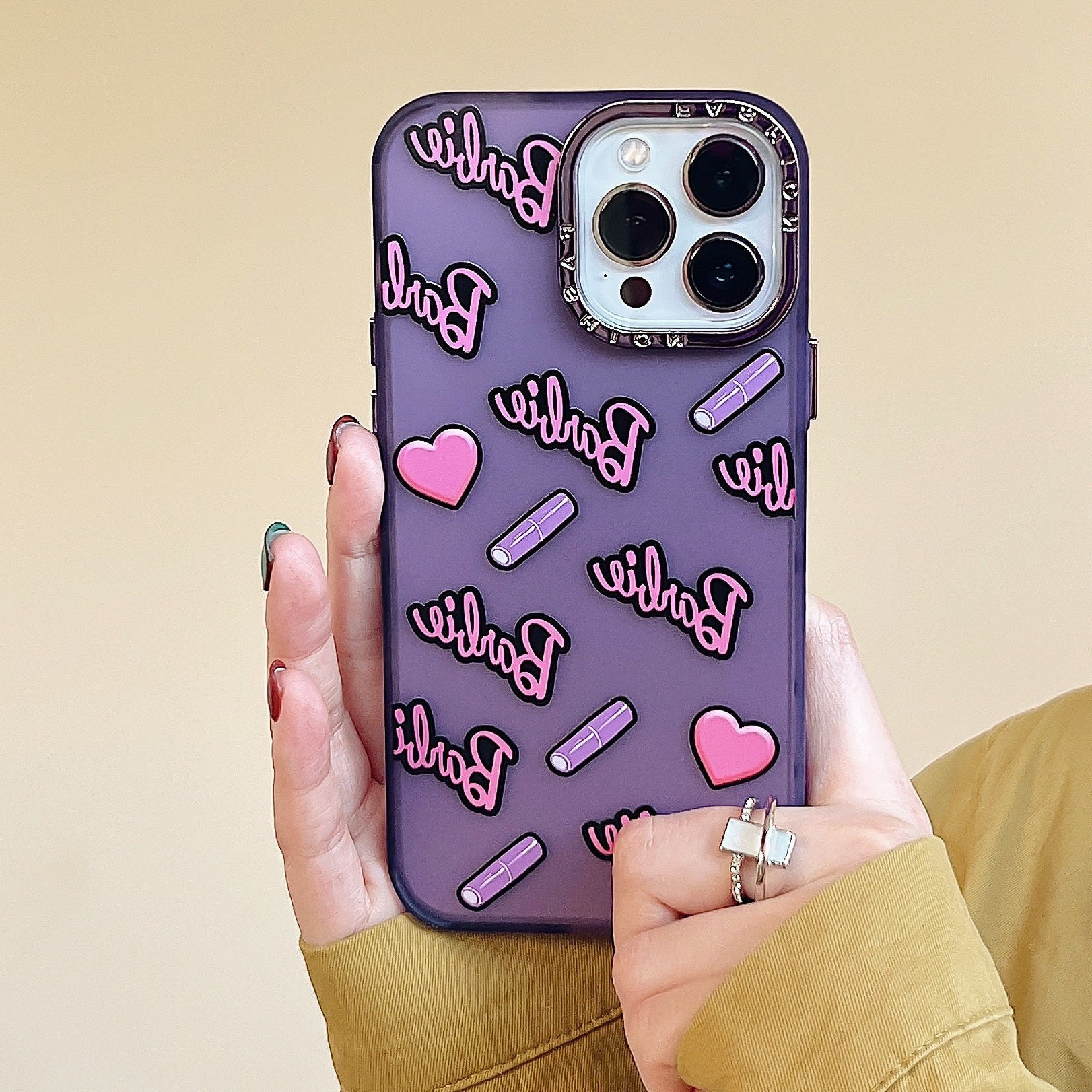 Kawaii Barbie Phone Case for Iphone 11 12 13 14 Pro Max Anime Cartoon All-Inclusive Shockproof Soft Silicone Protective Cover purple