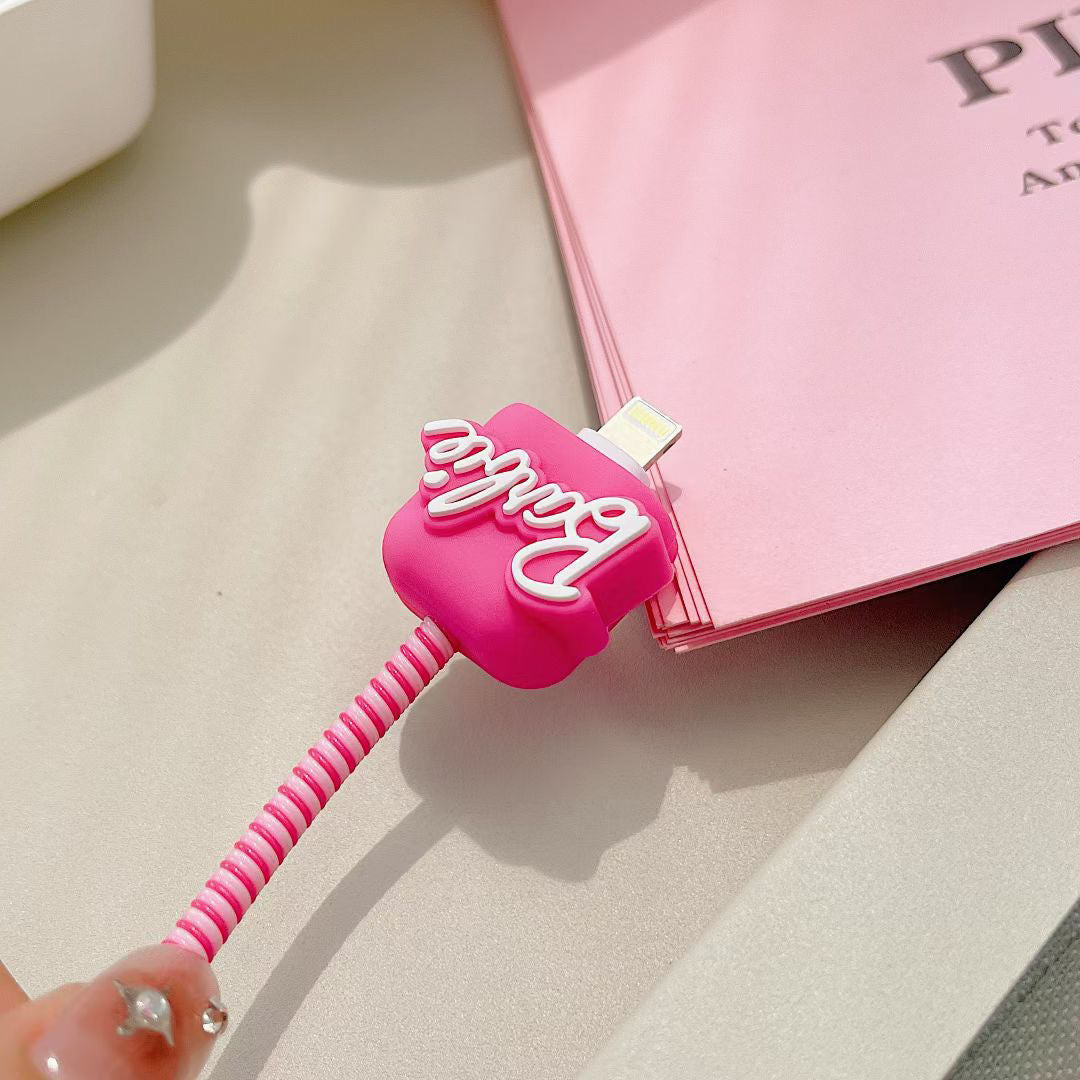 Kawaii Pink Barbie Data Cable Protective Cover for Iphone 18/20W Girl Heart Anime Fashion Charger Head Protection Sleeve Case