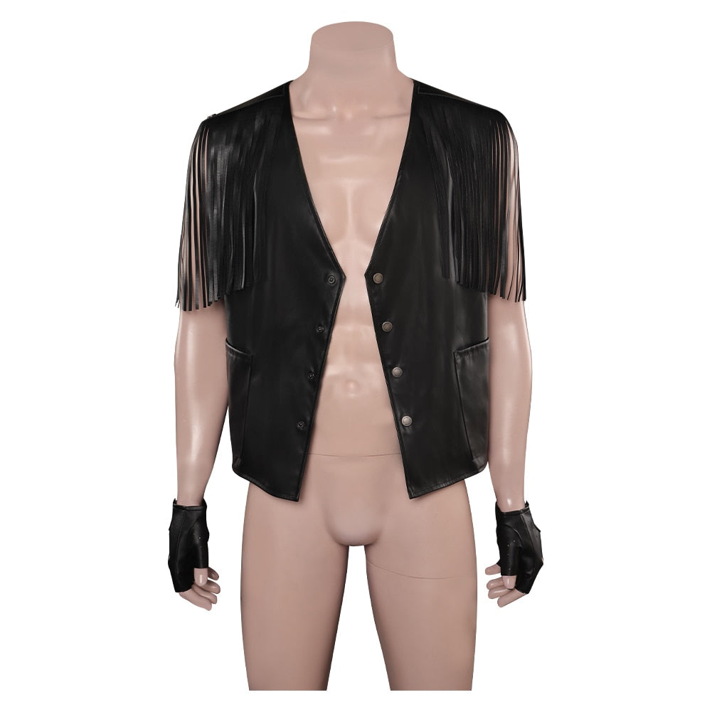 Ken Cosplay Fantasia Black Jacket Vest Headband Waist Bag Necklace Pants Barbier Costume Adult Men Halloween Carnival Party Suit