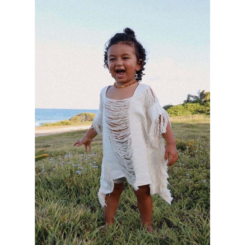 Knitted Beach Bikini Cover Ups Sleeveless Tassel Solid Cloak Dress - Summer Holiday Sexy Hollow Out Beach Bathing Vestidos