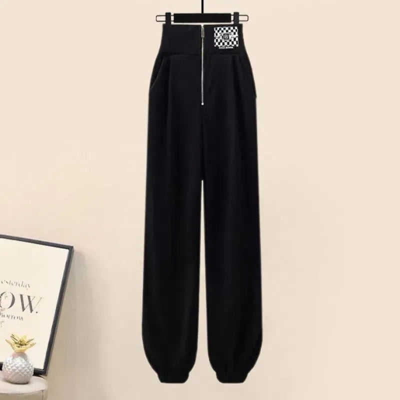 Korean Elegant Sportswear Suit Women's Spring Autumn Fashion Short Sweater+Suspenders+Pants Three Piece Female Tracksuit Set Pants 01