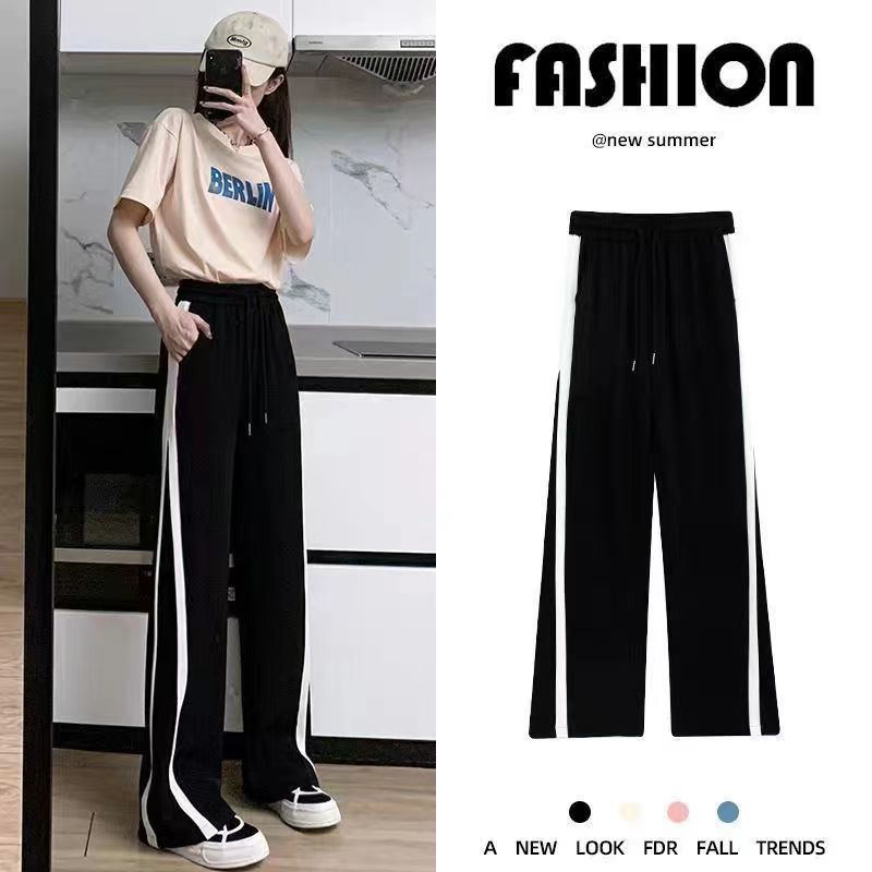 Korean Style Loose Knit Sweater Cardigan White Shirt Blouse Casual Pants Three Piece Elegant Women's Pants Set Winter Outfits only striped pants