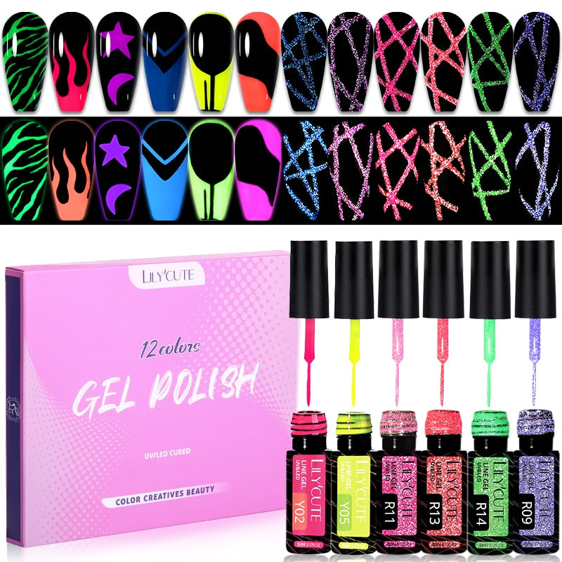 LILYCUTE 12PCs 7ml Spring Macaron Nail Gel Polish Set Semi Permanent UV Gel For Manicure Soak Off Gel Nail Polish Kit Varnishes 56880-2