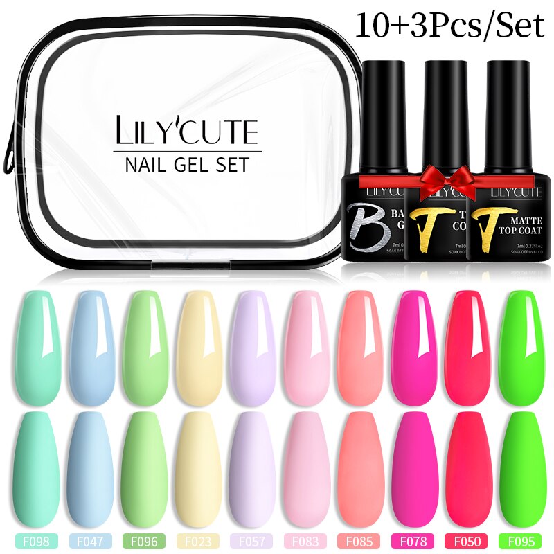 LILYCUTE 12PCs 7ml Spring Macaron Nail Gel Polish Set Semi Permanent UV Gel For Manicure Soak Off Gel Nail Polish Kit Varnishes 231369