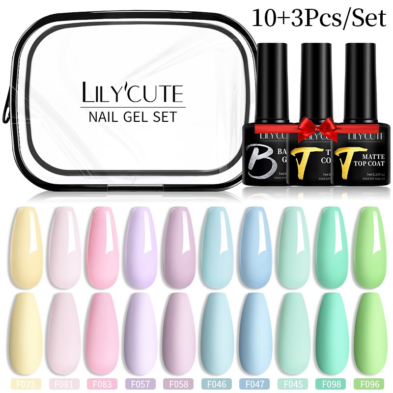 LILYCUTE 12PCs 7ml Spring Macaron Nail Gel Polish Set Semi Permanent UV Gel For Manicure Soak Off Gel Nail Polish Kit Varnishes 231365