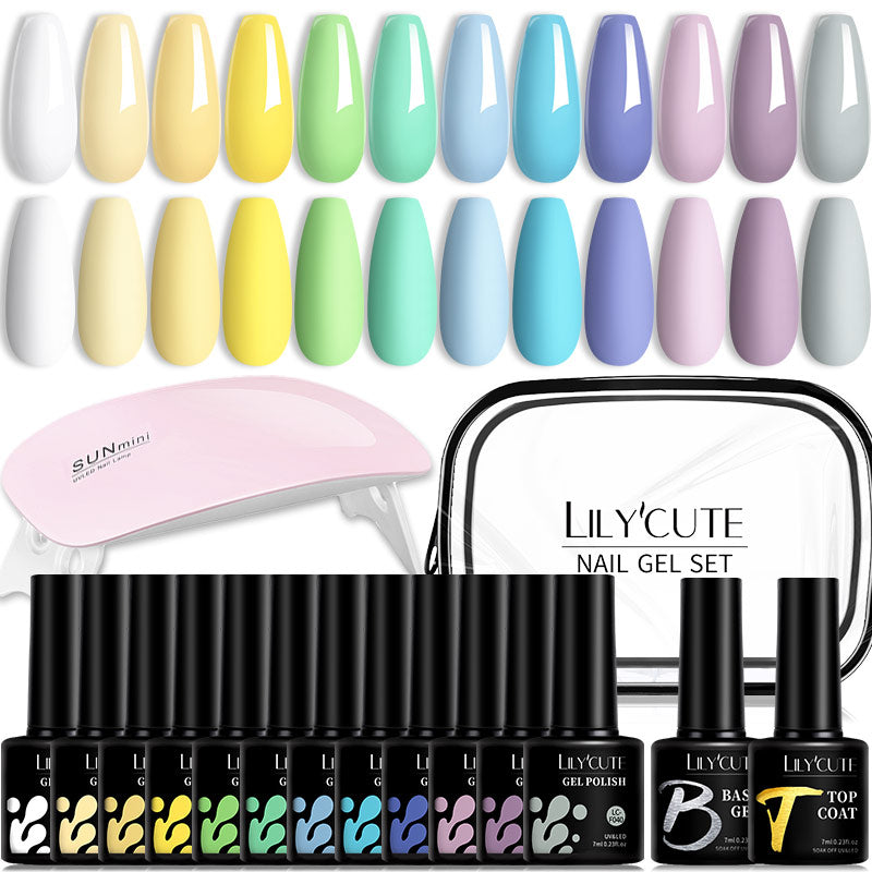 LILYCUTE 12PCs 7ml Spring Macaron Nail Gel Polish Set Semi Permanent UV Gel For Manicure Soak Off Gel Nail Polish Kit Varnishes 229383