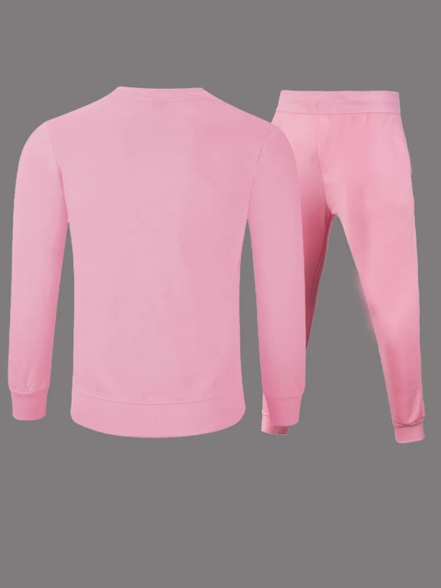 LW Autumn Winter Two Piece For Women Casual Tracksuit Sweatsuit Letter Print Long Sleeve Pants Set Fitness Outfits S to 3XL