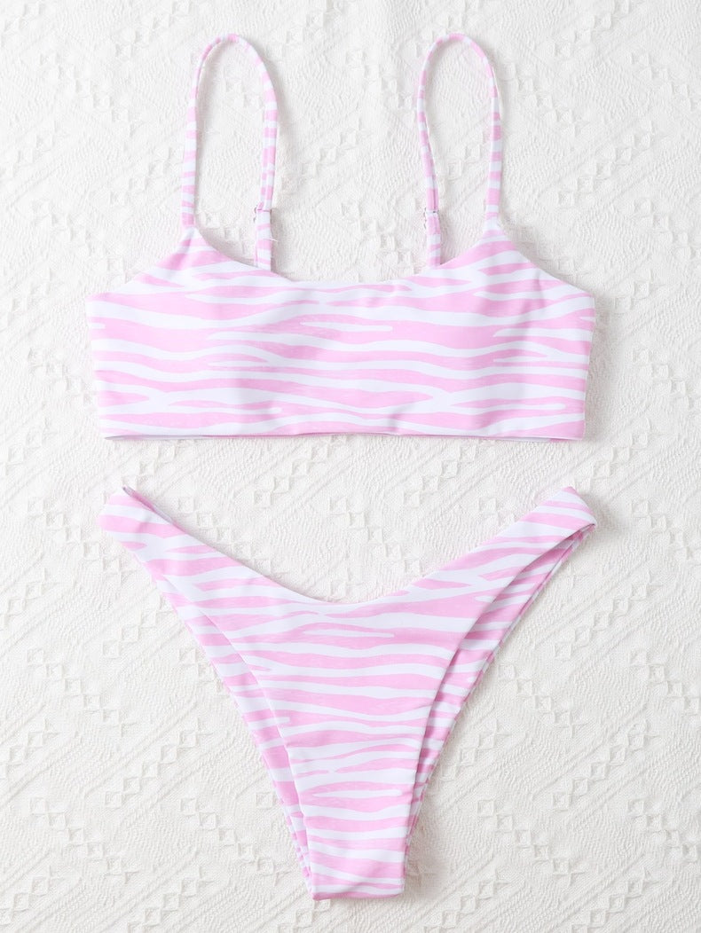 Ladies Fashion Swimwear Two Piece Bikini Light pink