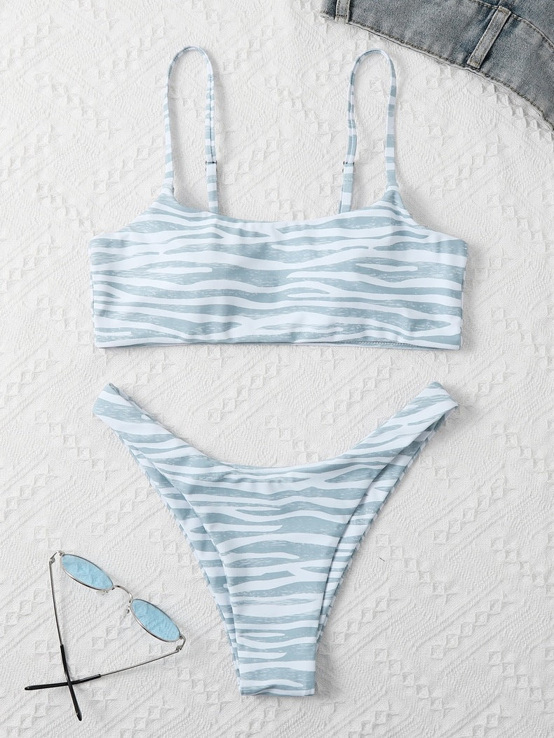 Ladies Fashion Swimwear Two Piece Bikini Grey