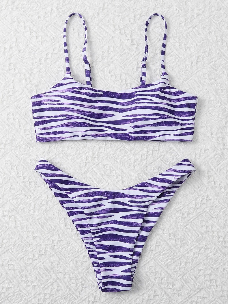 Ladies Fashion Swimwear Two Piece Bikini Purple