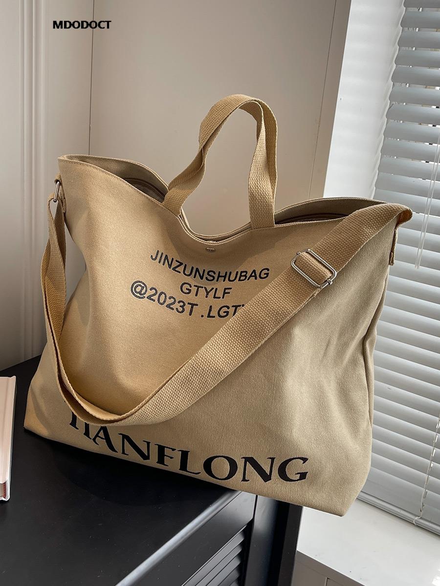 Large Capacity Summer Casual Canvas Tote Women Shoulder Bags Luxury Designer Trendy Ladies Handbags 2024 Simple Crossbody Work