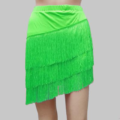 Latin Dance Skirt Sexy Women Chacha Samba Tango Layers Tassels Fringes Dresses Competition Performamnce Salsa Lady Latin Costume Green