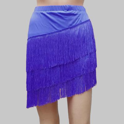 Latin Dance Skirt Sexy Women Chacha Samba Tango Layers Tassels Fringes Dresses Competition Performamnce Salsa Lady Latin Costume royal blue