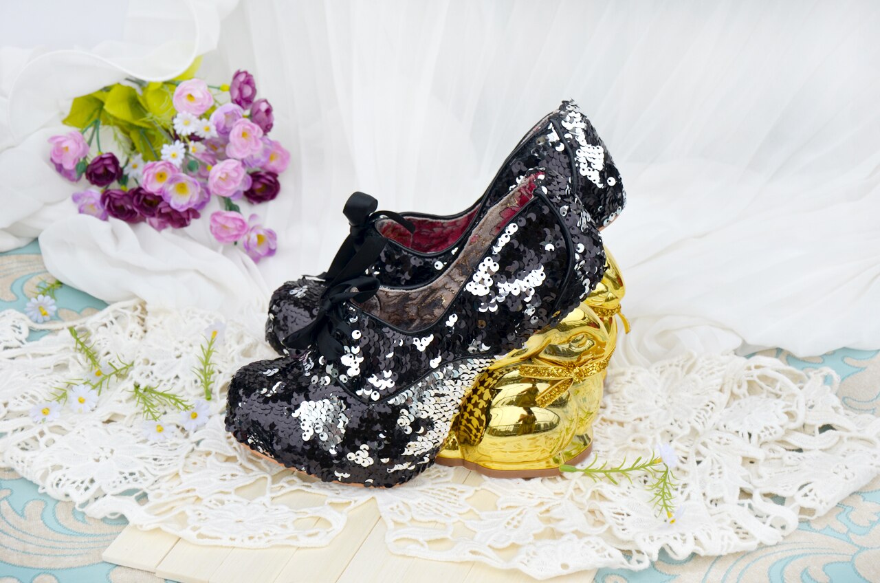 Lolita Scales Change Color Round Head Strapped Princess Shoes Cute Gold Rabbit Heel Waterproof Platform High Heels Dance Shoes