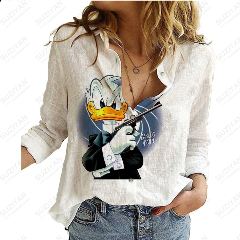 Long Sleeve Shirt Loose Button Cardigan Elegant and Elegant 3D Printing PM3304FG