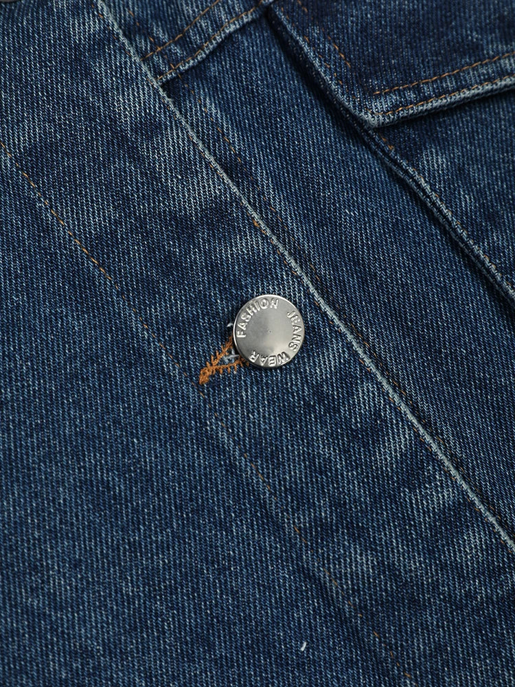 Loose Fit Blue Asymmetric Denim Big Size Jacket New Lapel Long Sleeve Women Coat Fashion Tide Spring Autumn