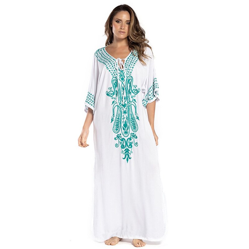 Loose Kaftan Swimsuit Cover Up Beach Long Casual Caftan Dress 907 1 One Size