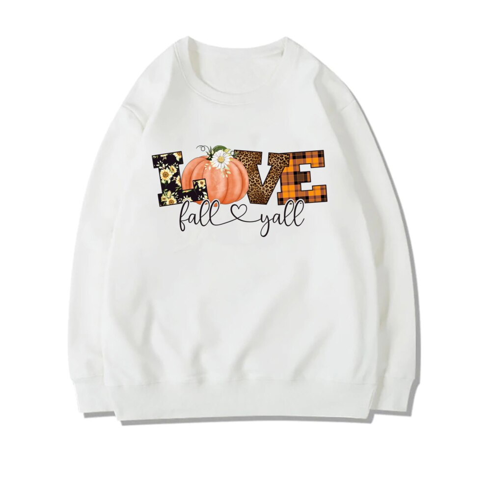 Love Fall Yall Cute Fall Sweatshirt Thanksgiving Clothes Pumpkin Patch Outfit Halloween Sweatshirt Fall Crewneck Autumn Sweater TM333267-USWWH