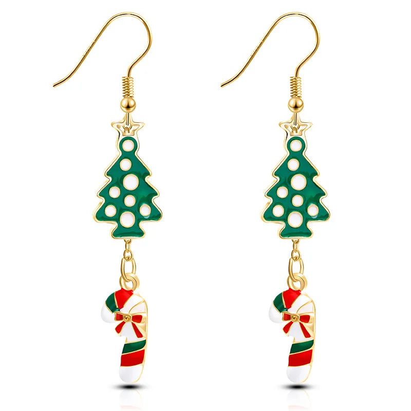 Luoluoyi Christmas Earrings Crystal Snowman Jewelry Christmas Tree Stud Earring For Women Creative Party Accessories Girl Gifts style 15
