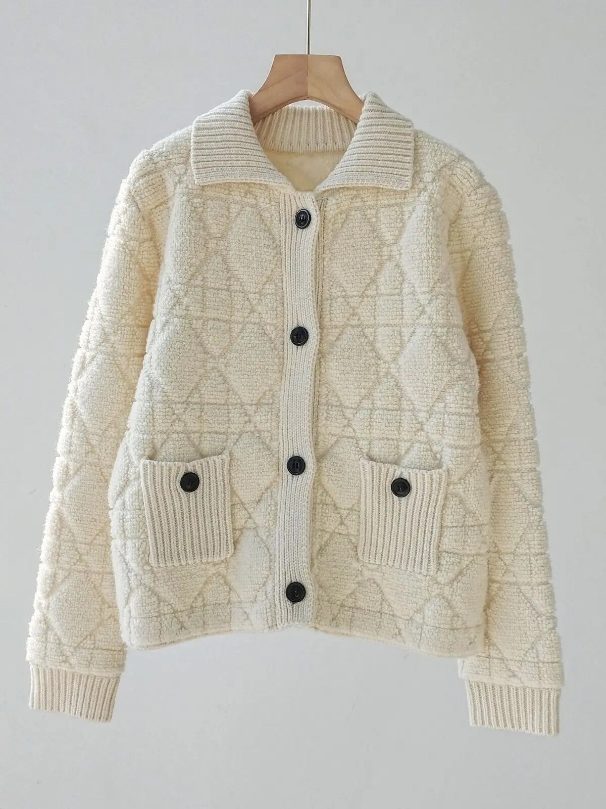 Luxury Cashmere Sweater Women Embroidery White Black Knitted Cardigans Para Mujer White Black Ropa De Mujer 2024 Creamy-white