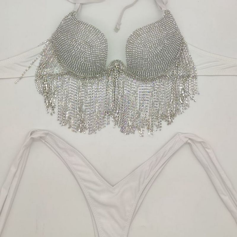 Luxury Crystal Diamond Bikini High-End Rhinestone Women's Swimsuit Gathered Push Up Female's Swimwear