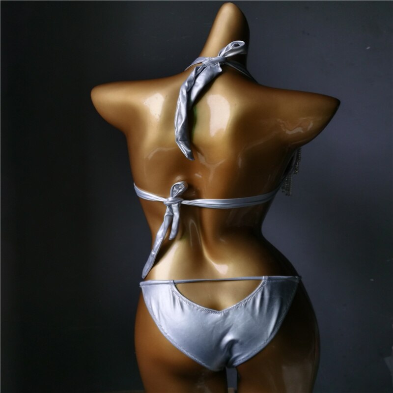 Luxury Rhinestone Push Up Women's Swimsuit Crystal Diamond Tassels Bikini Set Newest High-End Female Swimwear