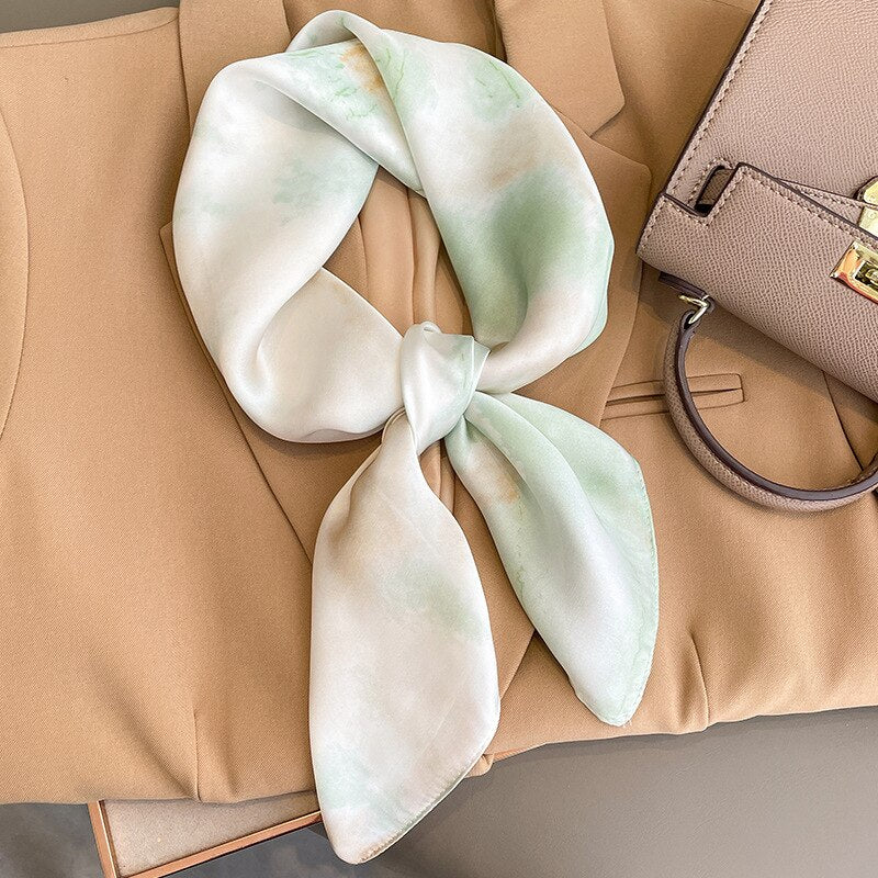 Luxury Silk Shawl Square Scarf for Women Satin Hijab Fashion Wraps Neckerchief 2024 Female Hair Bands Ribbon Headband Bandana 14