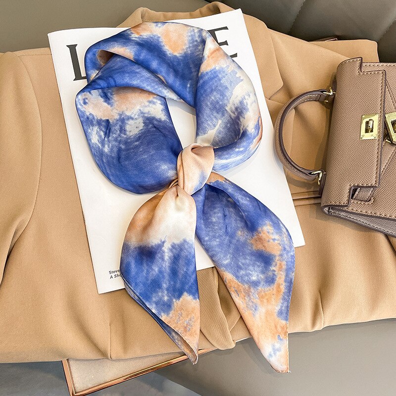 Luxury Silk Shawl Square Scarf for Women Satin Hijab Fashion Wraps Neckerchief 2024 Female Hair Bands Ribbon Headband Bandana