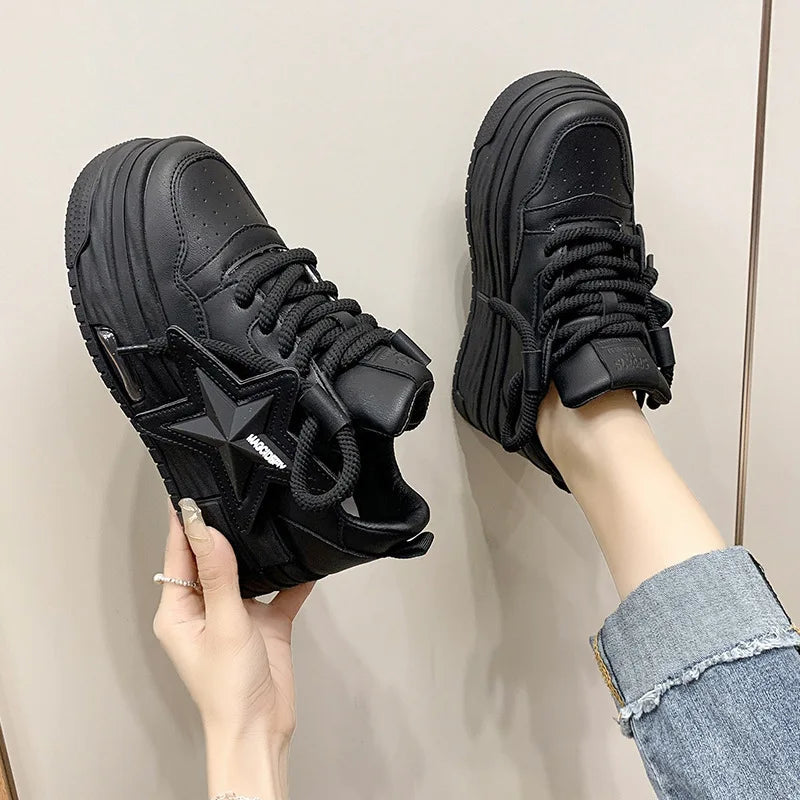 Luxury Women's Shoes Lightweight Fashion Versatile Casual Little White Shoes Women's Matsutake Thick Sole Sports Shoes