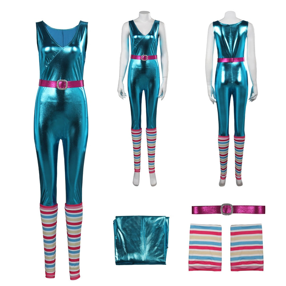 Margot Barbie Cosplay Jumsuit Costume Bodysuit Belt Women Fantasia Roleplay Outfit Halloween Carnival Party Disguise Suit