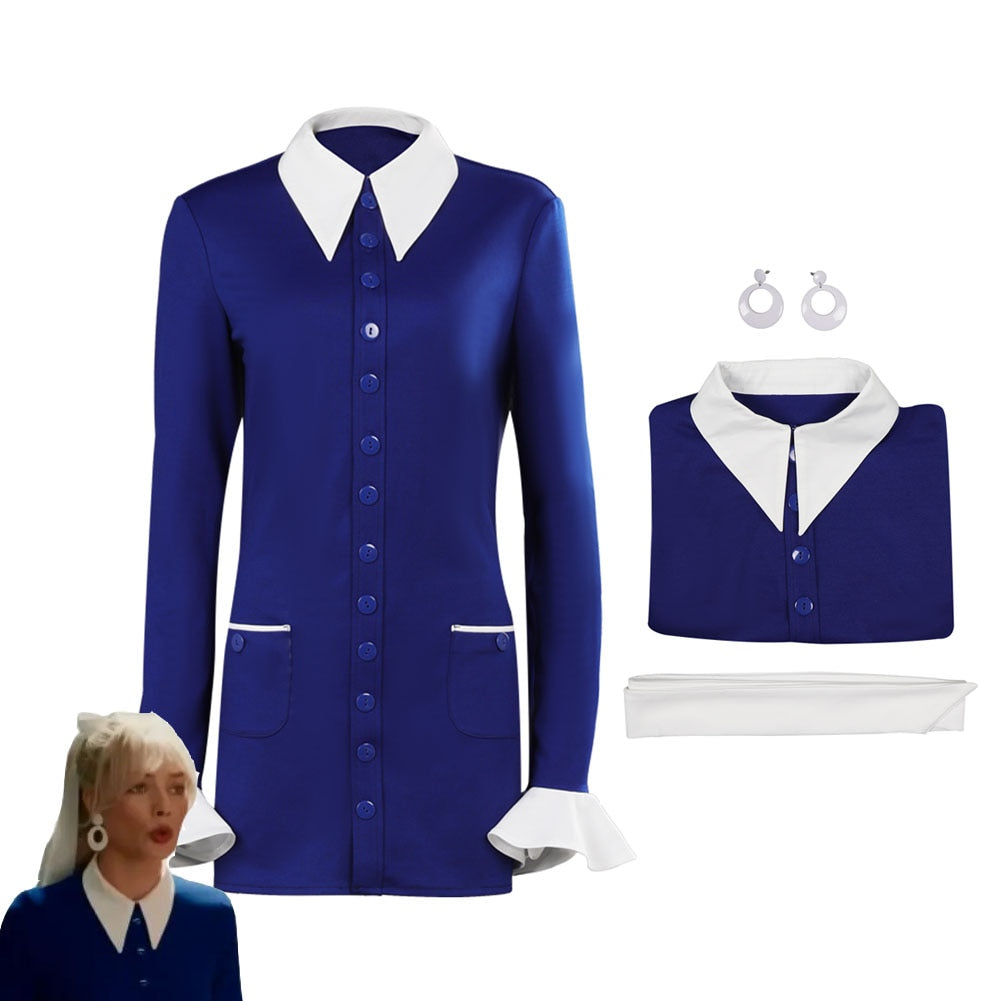 Margot Cos Robbie Barbie Cosplay Dress Women Costume 2024 Movie Barbier Roleplay Outfit Halloween Carnival Party Disguise Suit