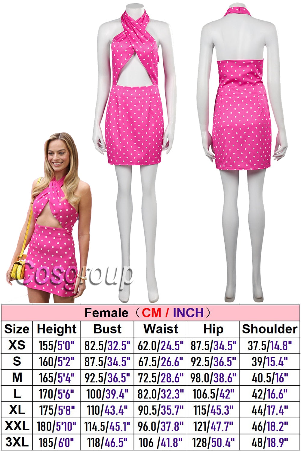 Margot Cosplay Kawaii Pink Plaid Dress Women Costume 2024 Movie Barbei Roleplay Fantasia Halloween Party Clothes For Disguise Style M