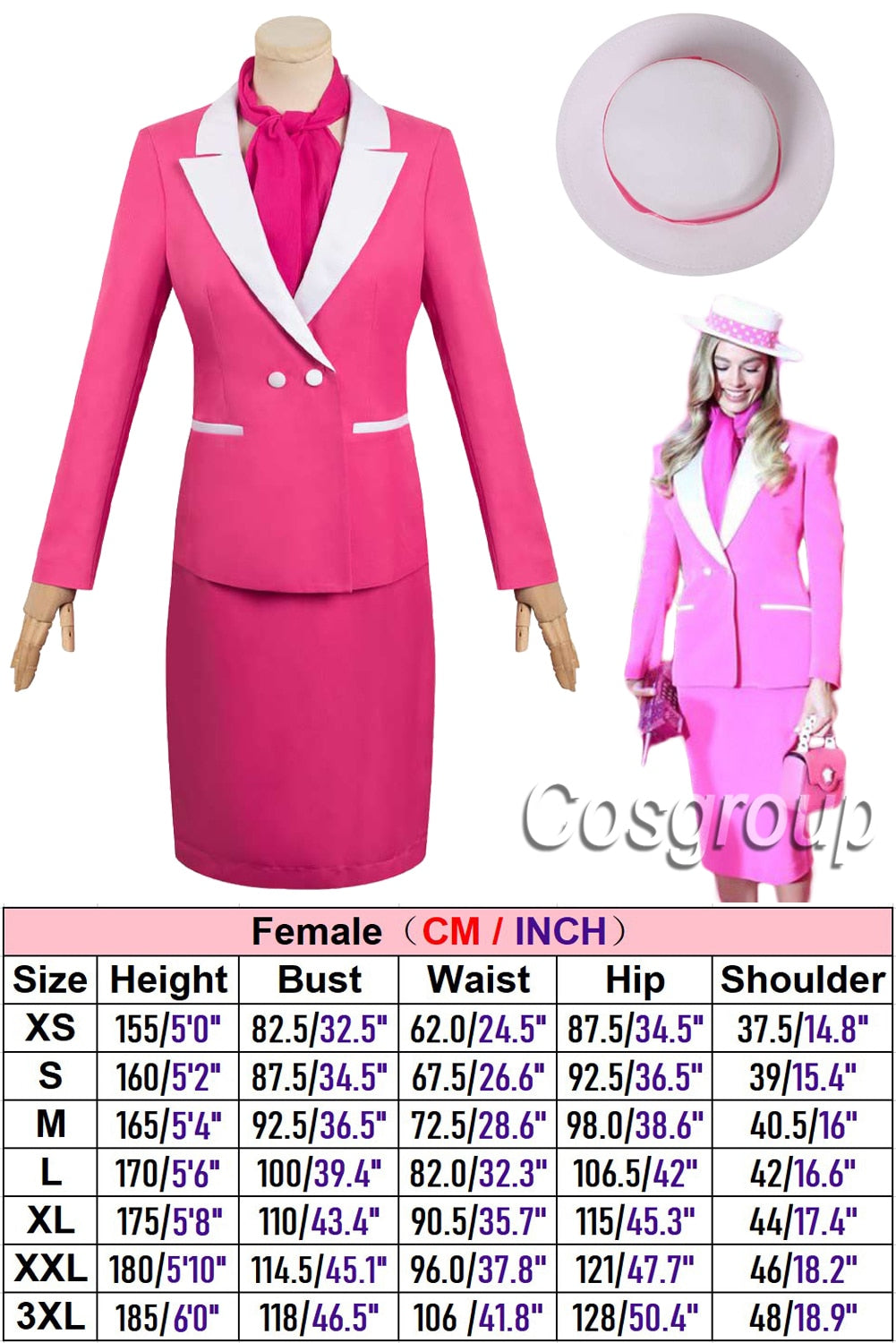 Margot Cosplay Kawaii Pink Plaid Dress Women Costume 2024 Movie Barbei Roleplay Fantasia Halloween Party Clothes For Disguise Style N