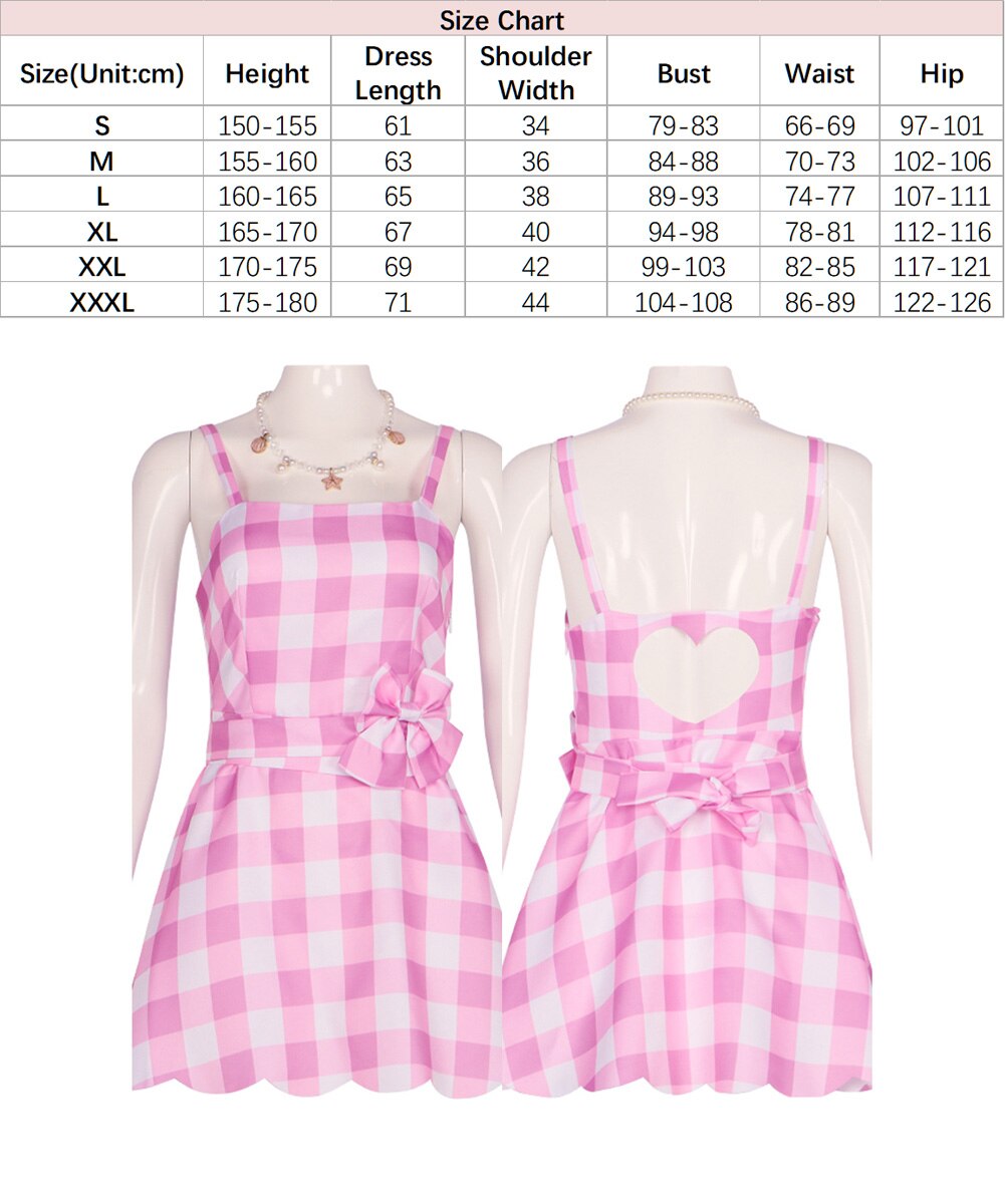 Margot Cosplay Pink Plaid Dress Up Hat Women Costume 2024 Movie Roleplay Fantasia Halloween Party Clothes For Disguise F