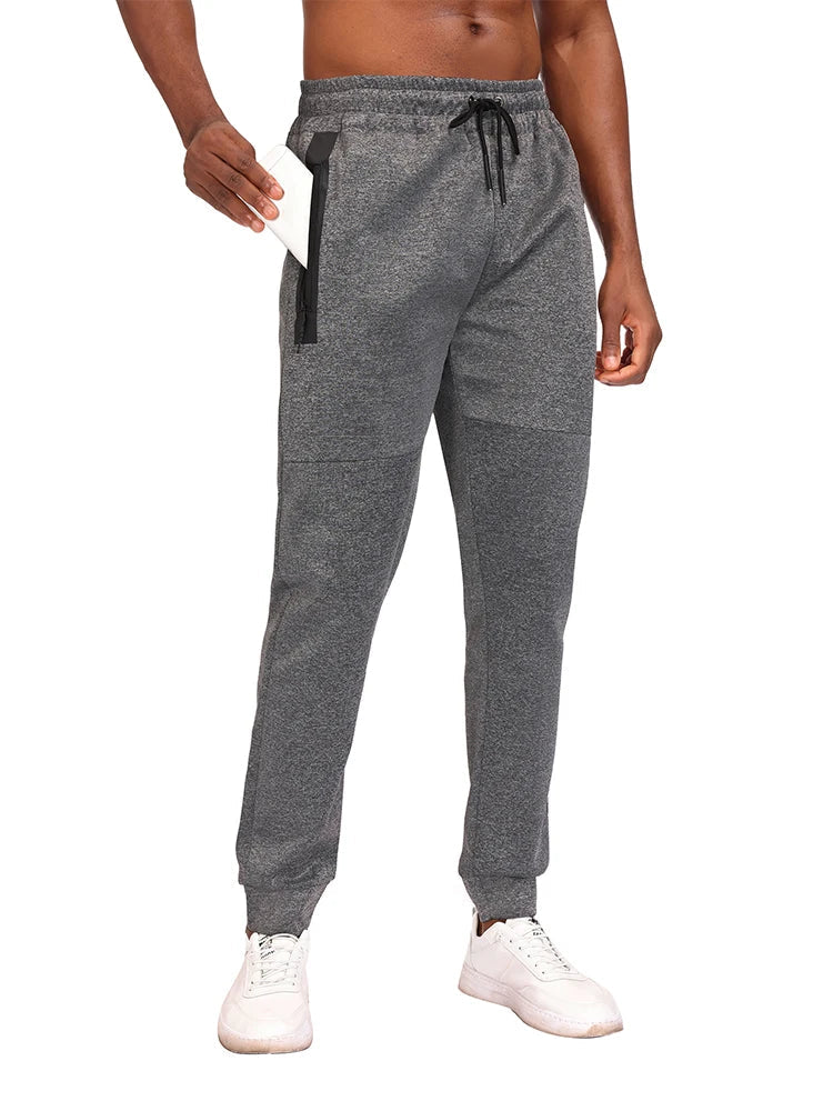 Men Sweatpants Joggers Pocket Trousers Fitness Long Pants Elastic Waist with Drawstring Trousers grey3