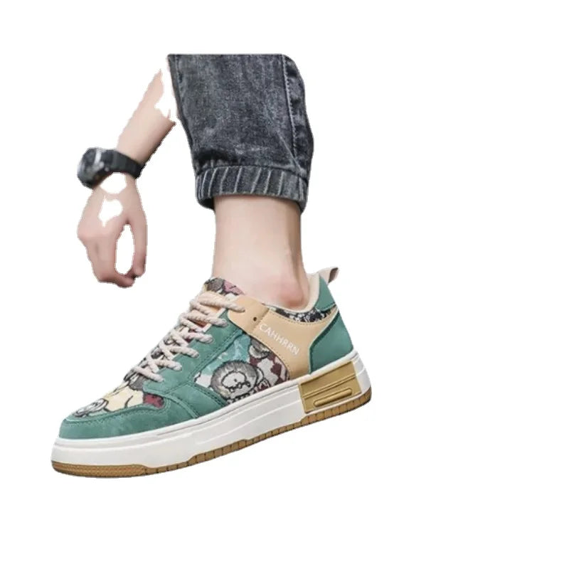 Men's Canvas Shoes New Platform Sneakers Trendy Lace-up Bear Skate Shoes 2023 Men Street Versatile Casual Shoes Tenis Masculino
