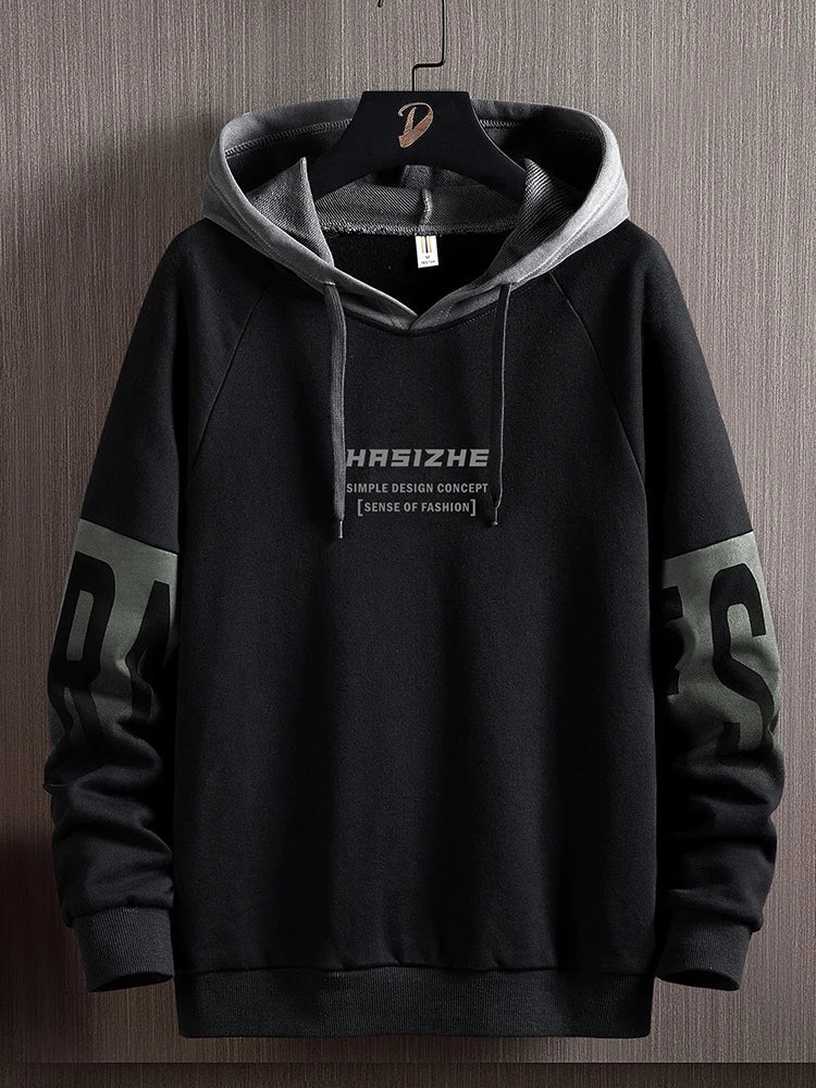 Men's fashion casual printing style design retro hoodie black