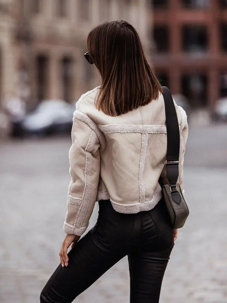 Missuoo Female Fashion Personality Patchwork Lapel Jacket Coat 2024 Autumn Winter Long Sleeve Streetwear Outwear For Women