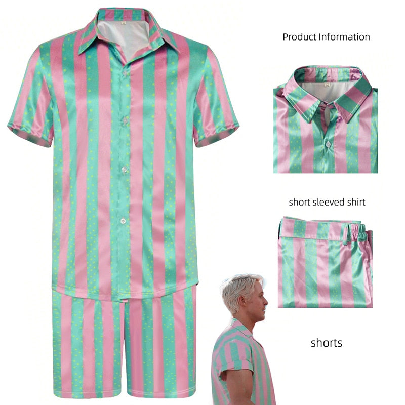 Movie Barbie Costume for Women Girls Ken Ryan Gosling Cosplay Clothes Top Pants Uniform Halloween Carnival Party Costumes style4